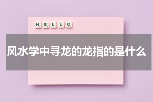 风水学中寻龙的龙指的是什么