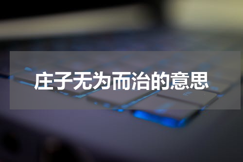 庄子无为而治的意思