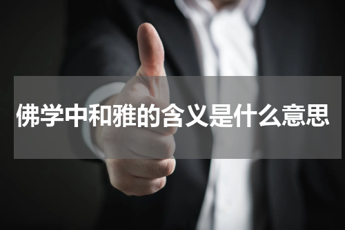 佛学中和雅的含义是什么意思